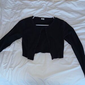 Aritzia Black Cropped Button-Front Cardigan